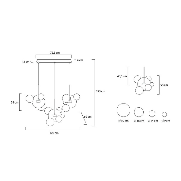 Lampa wisząca CAPRI LINE 3 złota - 180 LED, aluminium, szkło - Moosee